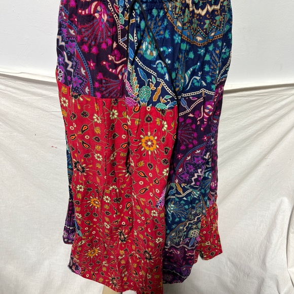 Boho Patchwork Skirt * Long Gypsy Hippie Tiered in 100% Silky Rayon * Maxi Full - Picture 3 of 6